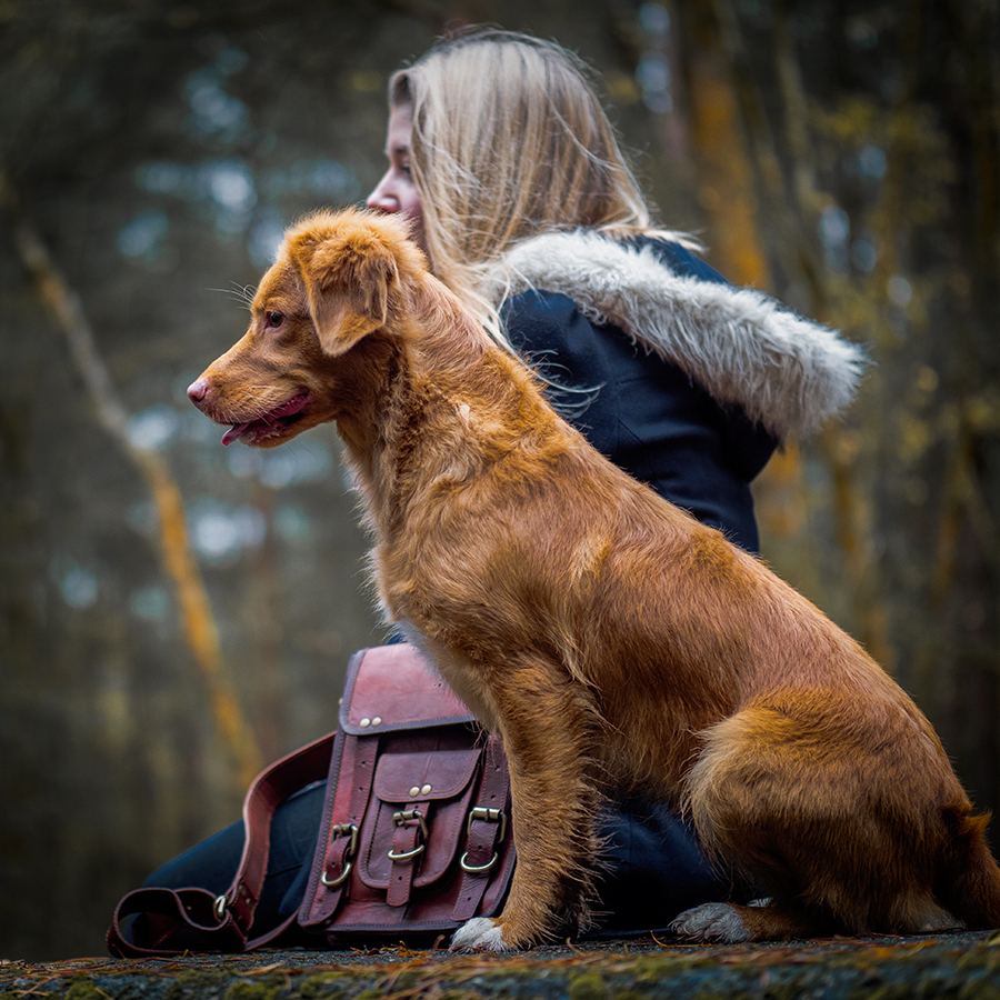 Woman sat with dog